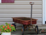 an almost red wagon,