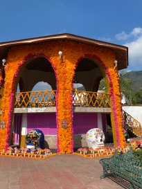 Paper Marigolds covered the plaza's central structure.